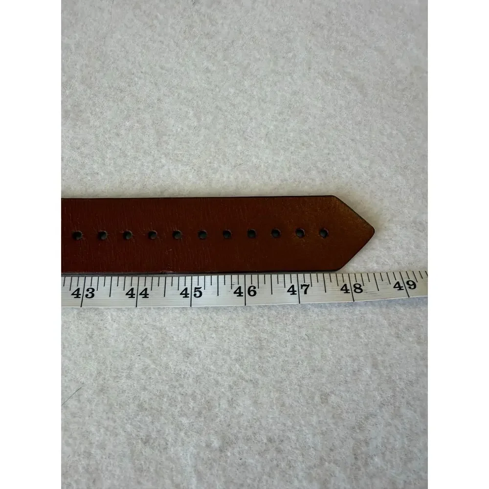 Lands End Classic Brown Leather Belt Size 1X Multi Hole Gold Buckle